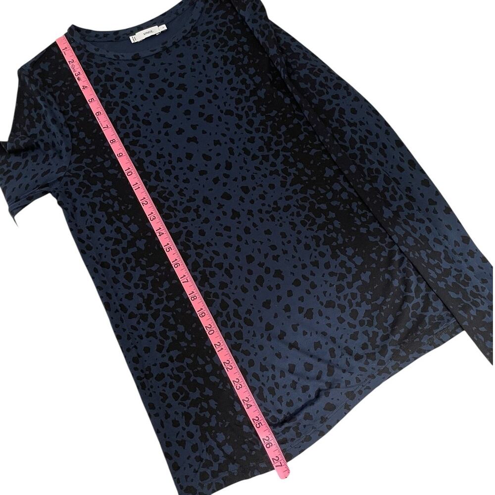 Vince Leopard Print Long Sleeve Crewneck T-Shirt Top Blue Black Women's Small - Picture 4 of 6